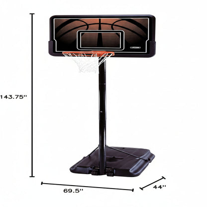 Height Adjustable Portable Basketball System, 44 Inch Backboard