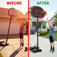 10FT Basketball Hoop Outdoor 44 Inch Backboard Portable Basketball Hoop with Extra Sandbag Adjustable Basketball Goal with Wheels and Stable Base for Youth Adults Court Backyard Driveway — Before & After