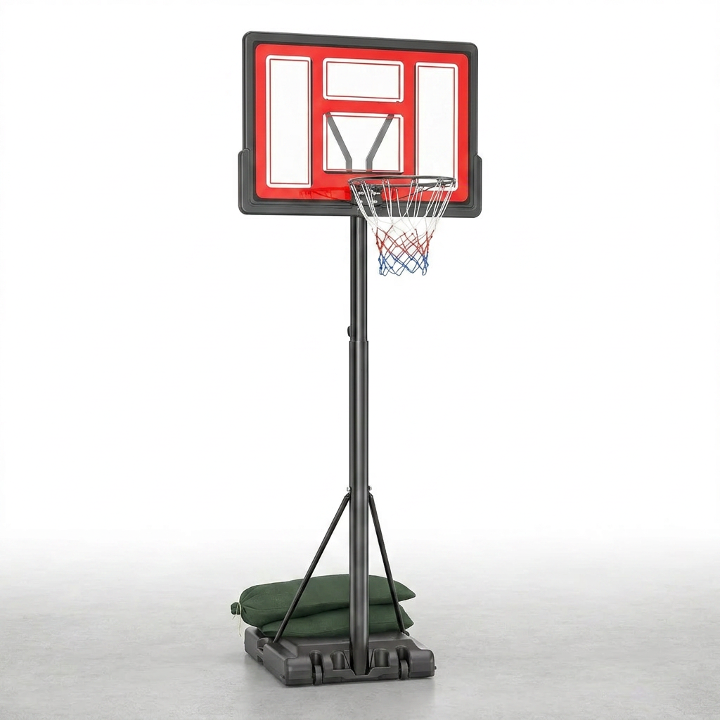 10FT Basketball Hoop Outdoor 44 Inch Backboard Portable Basketball Hoop with Extra Sandbag Adjustable Basketball Goal with Wheels and Stable Base for Youth Adults Court Backyard Driveway — Studio Shot