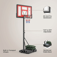 10FT Basketball Hoop Outdoor 44 Inch Backboard Portable Basketball Hoop with Extra Sandbag Adjustable Basketball Goal with Wheels and Stable Base for Youth Adults Court Backyard Driveway — infographic