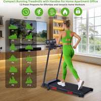 Portable Treadmills for Home Small, 3.5HP Walking Pad Treadmill with Handle Bar and Incline, 0.6-10MPH Electric Mini Treadmills for Exercising, 400LBS Small Treadmills for Small Spaces