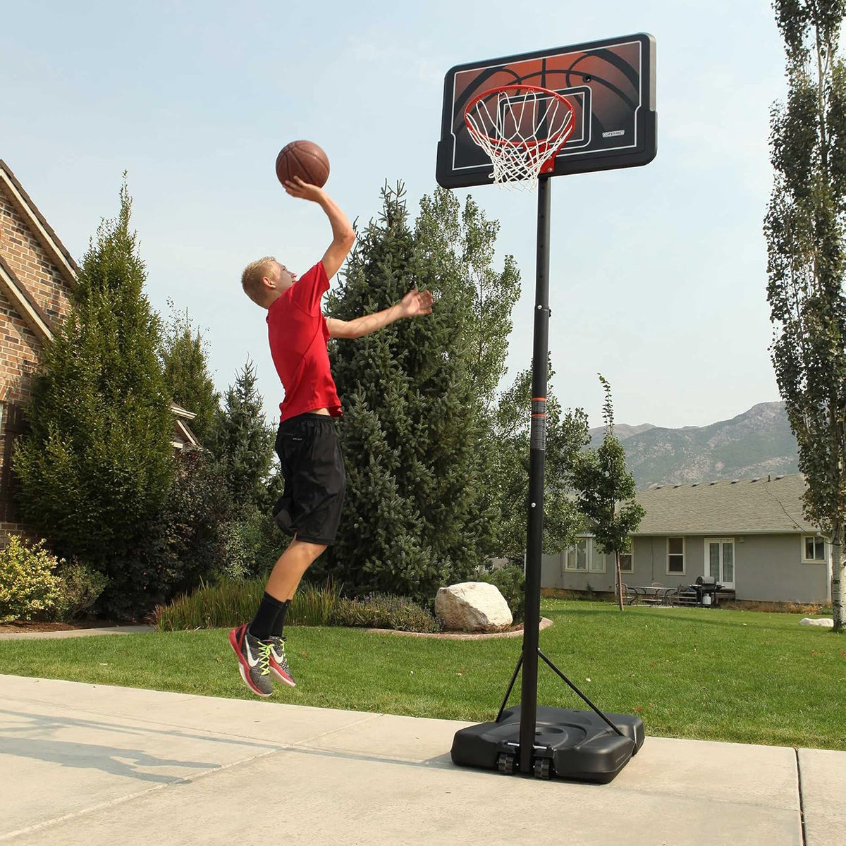 Height Adjustable Portable Basketball System, 44 Inch Backboard