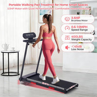 Walking Pad Treadmill with Handle Bar, 3.5HP Eelectric Treadmill for Home Small, 0.6-10MPH Small Walking Pad Treadmill with Incline, 400LBS Portable Treadmill with Handles for Home