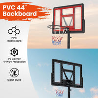 10FT Basketball Hoop Outdoor 44 Inch Backboard Portable Basketball Hoop with Extra Sandbag Adjustable Basketball Goal with Wheels and Stable Base for Youth Adults Court Backyard Driveway