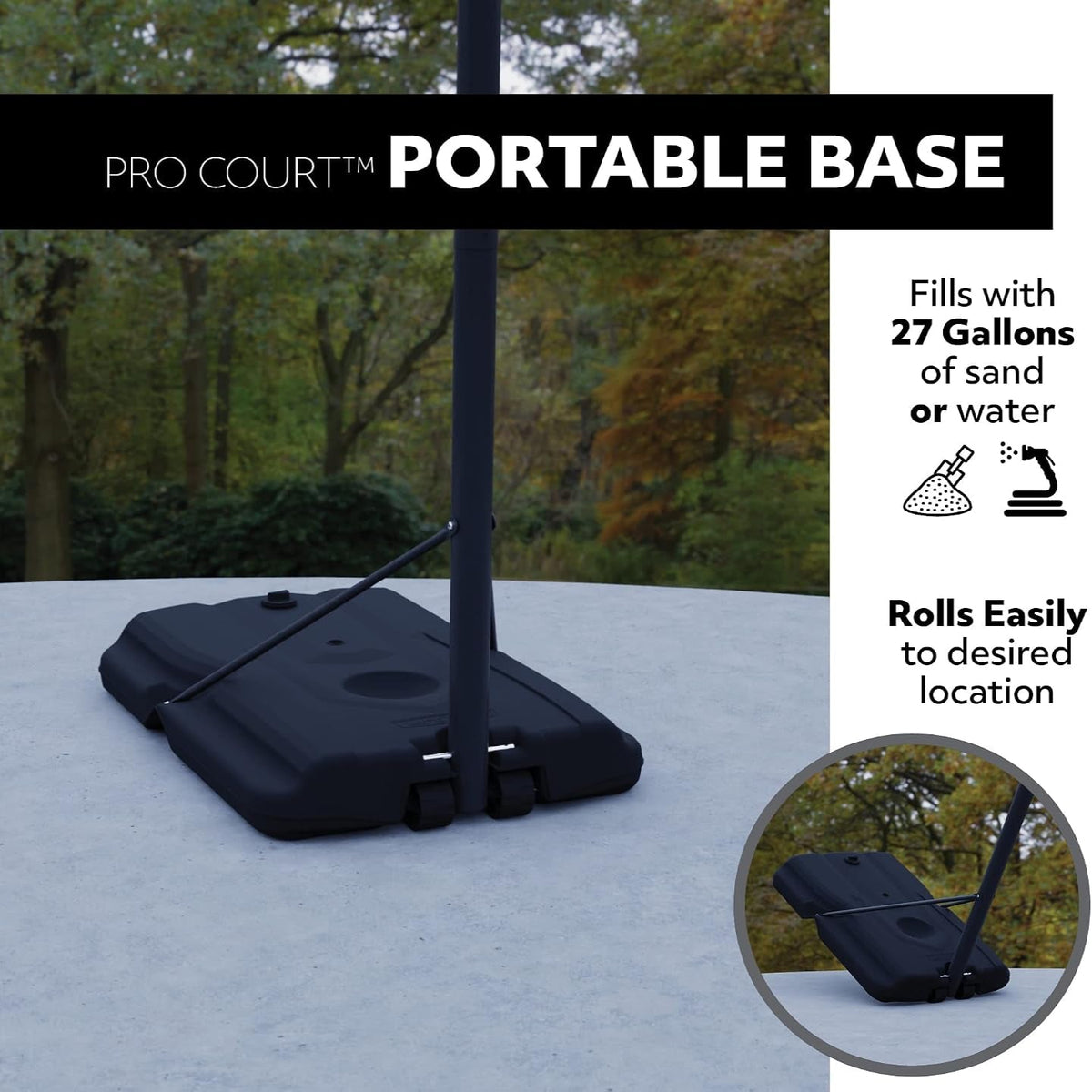 Height Adjustable Portable Basketball System, 44 Inch Backboard