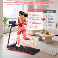 Walking Pad Treadmill with Handle Bar, 3.5HP Eelectric Treadmill for Home Small, 0.6-10MPH Small Walking Pad Treadmill with Incline, 400LBS Portable Treadmill with Handles for Home