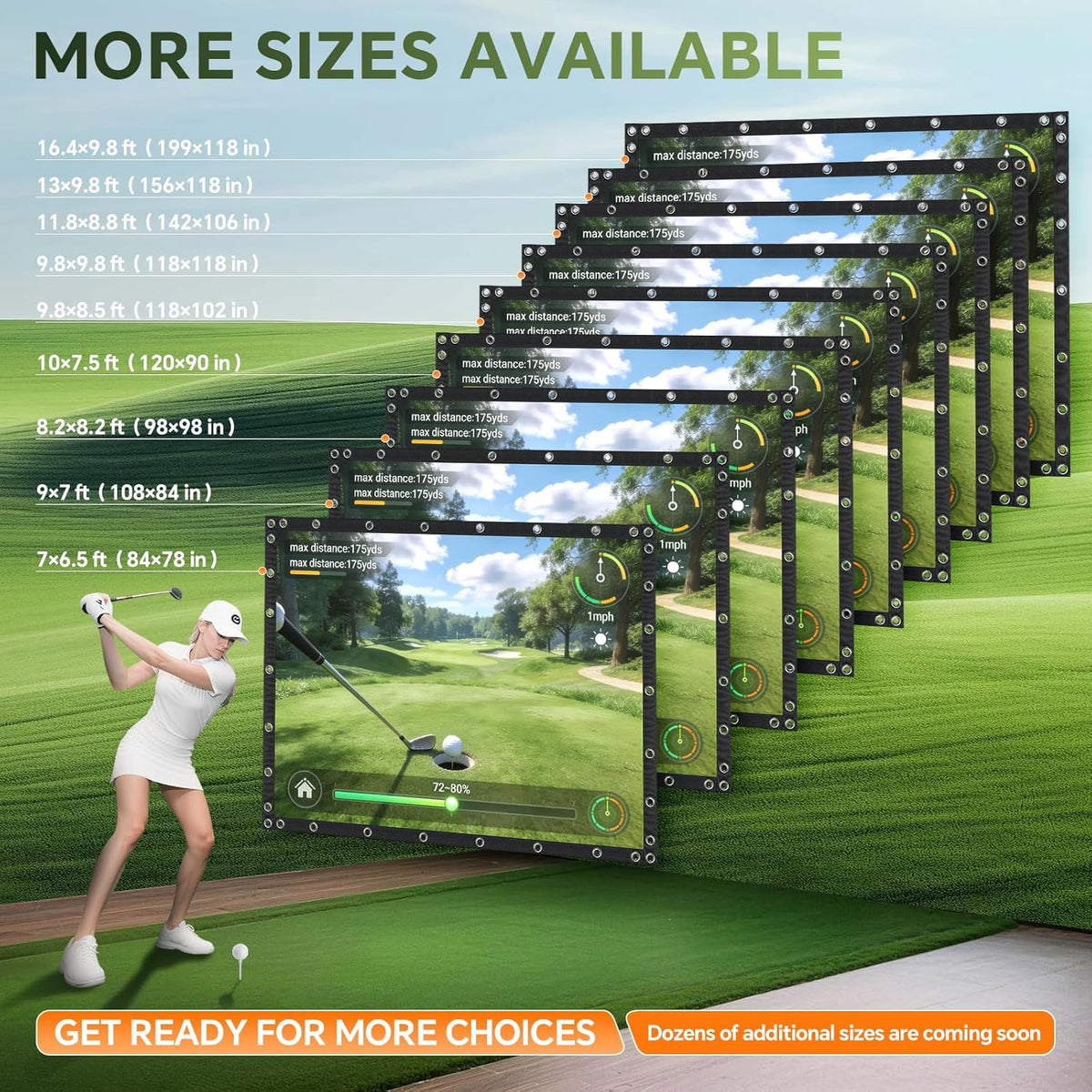 Golf Simulator Impact Screen, Triple Layer Projection Screen for Home, 3 Layer Pull down Golf Projector Screen, Ultra Clear Golf Simulators Screen for Home Golf Practice (10'×8')