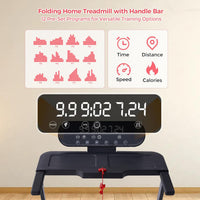 Walking Pad Treadmill with Handle Bar, 3.5HP Eelectric Treadmill for Home Small, 0.6-10MPH Small Walking Pad Treadmill with Incline, 400LBS Portable Treadmill with Handles for Home