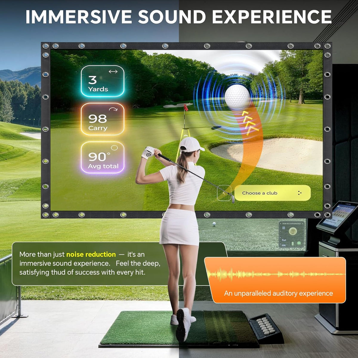 Golf Simulator Impact Screen, Triple Layer Projection Screen for Home, 3 Layer Pull down Golf Projector Screen, Ultra Clear Golf Simulators Screen for Home Golf Practice (10'×8')