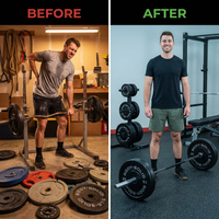 Cast Iron Olympic Weight Plate Set, Free Weights Dumbbell Plates with 2 Inch Standard Hole for All Olympic Barbell Types — Before & After