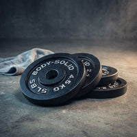 Cast Iron Olympic Weight Plate Set, Free Weights Dumbbell Plates with 2 Inch Standard Hole for All Olympic Barbell Types — Studio Shot