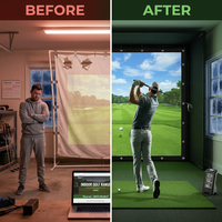 Golf Simulator Impact Screen – Golf Simulators W/Grommets, Borders, Bungee Cords — Before & After