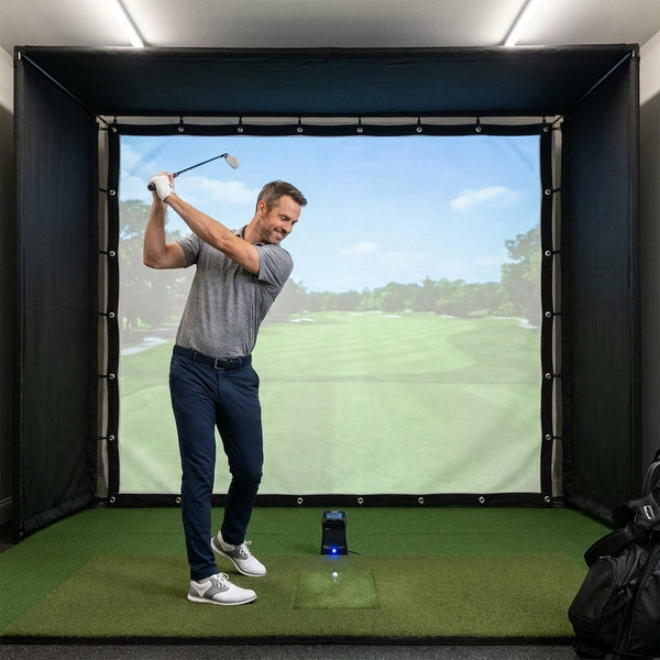 Golf Simulator Impact Screen Designed for Home Practice, Reinforced Borders, Double Grommets, Portable Setup