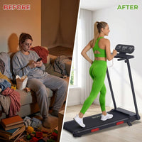 Portable Treadmills for Home Small, 3.5HP Walking Pad Treadmill with Handle Bar and Incline, 0.6-10MPH Electric Mini Treadmills for Exercising, 400LBS Small Treadmills for Small Spaces — Before & After