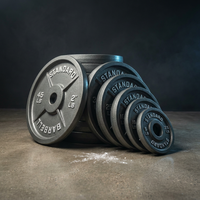 Steel Olympic Plates 175LB Set - 2 Inch Olympic Hammertone Coated 2X 2.5Lb, 5Lb, 10Lb, 25Lb, & 45Lb for Weight Lifting Training — Studio Shot