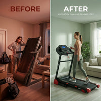 Walking Pad Treadmill Designed for Small Spaces, 3.5HP Motor, 400lb Capacity, Foldable Handle Bar — Before & After