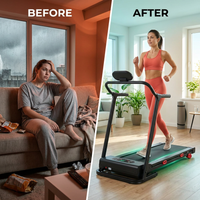 Walking Pad Treadmill with Handle Bar, 3.5HP Eelectric Treadmill for Home Small, 0.6-10MPH Small Walking Pad Treadmill with Incline, 400LBS Portable Treadmill with Handles for Home — Before & After
