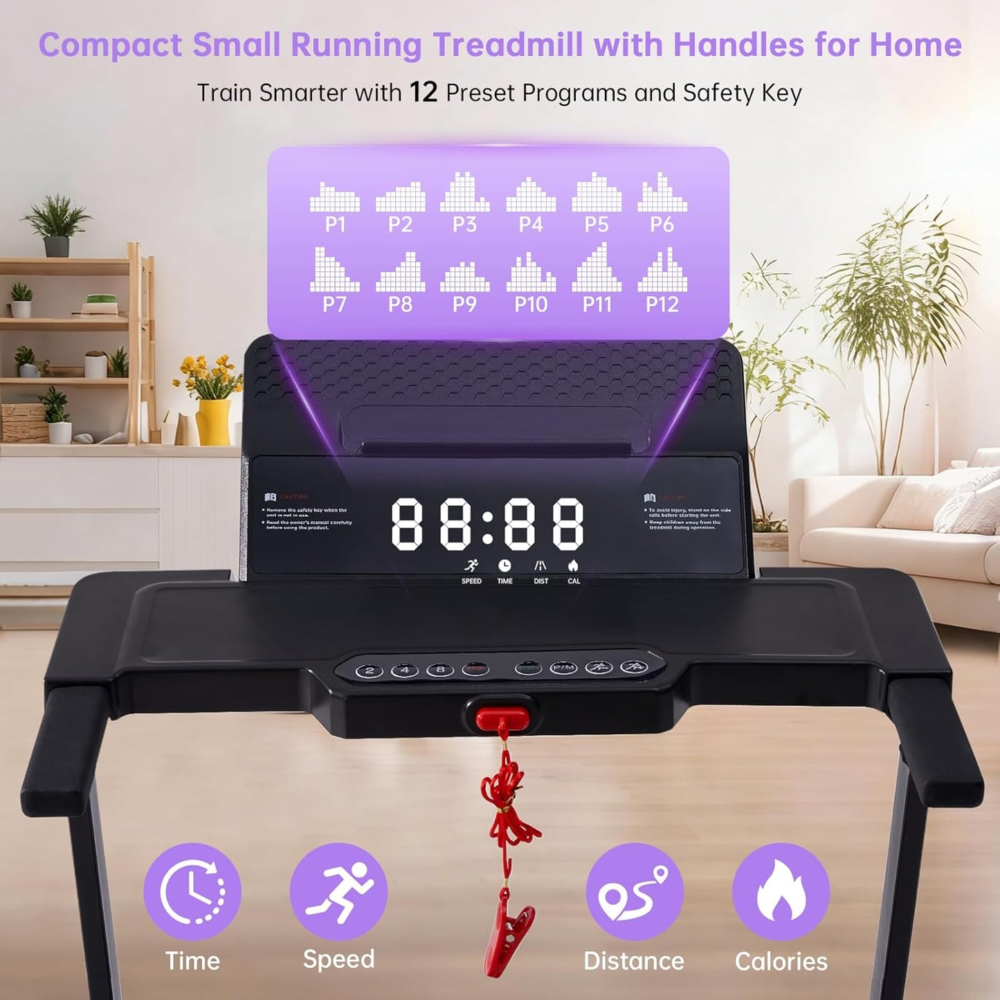Electric Treadmill for Home Small, 0.6-10MPH Small Walking Pad Treadmill with Handle Bar and Incline, 3.5HP Portable Mini Treadmill for Exercising, 400LBS Compact Treadmill with Incline