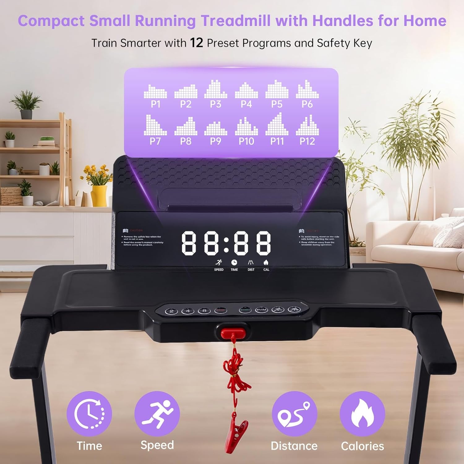 Electric Treadmill for Home Small, 0.6-10MPH Small Walking Pad Treadmill with Handle Bar and Incline, 3.5HP Portable Mini Treadmill for Exercising, 400LBS Compact Treadmill with Incline