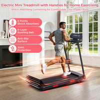 Walking Pad Treadmill with Handle Bar, 3.5HP Eelectric Treadmill for Home Small, 0.6-10MPH Small Walking Pad Treadmill with Incline, 400LBS Portable Treadmill with Handles for Home