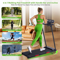 Portable Treadmills for Home Small, 3.5HP Walking Pad Treadmill with Handle Bar and Incline, 0.6-10MPH Electric Mini Treadmills for Exercising, 400LBS Small Treadmills for Small Spaces