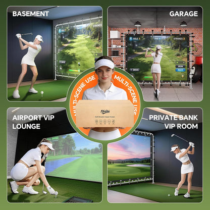 Golf Simulator Impact Screen, Triple Layer Projection Screen for Home, 3 Layer Pull down Golf Projector Screen, Ultra Clear Golf Simulators Screen for Home Golf Practice (10'×8')