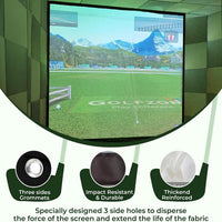 Golf Simulator Impact Screen – Golf Simulators W/Grommets, Borders, Bungee Cords