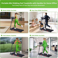 Portable Treadmills for Home Small, 3.5HP Walking Pad Treadmill with Handle Bar and Incline, 0.6-10MPH Electric Mini Treadmills for Exercising, 400LBS Small Treadmills for Small Spaces