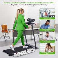 Portable Treadmills for Home Small, 3.5HP Walking Pad Treadmill with Handle Bar and Incline, 0.6-10MPH Electric Mini Treadmills for Exercising, 400LBS Small Treadmills for Small Spaces