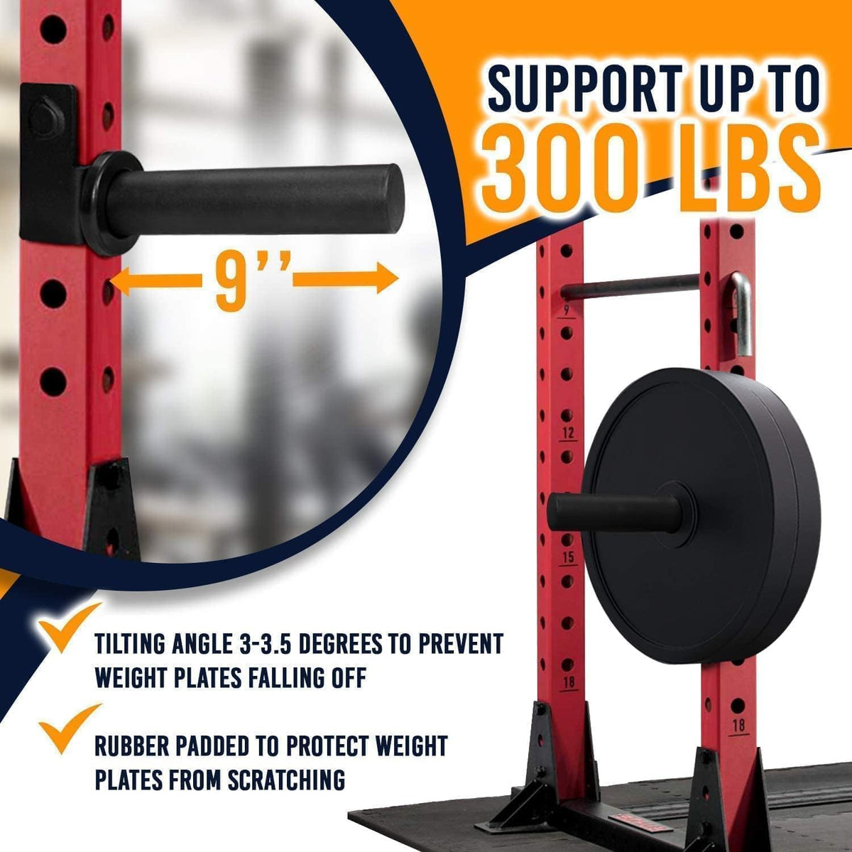 Metal Horizontal Olympic Weight Plate & Barbell Rack + Weight Plate Holder Attachment 2X2