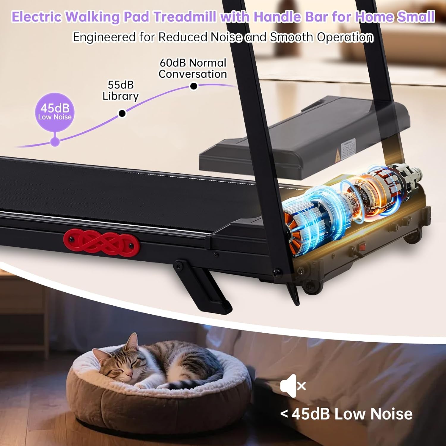 Electric Treadmill for Home Small, 0.6-10MPH Small Walking Pad Treadmill with Handle Bar and Incline, 3.5HP Portable Mini Treadmill for Exercising, 400LBS Compact Treadmill with Incline